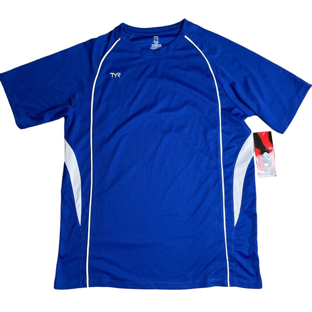 TYR Mens Alliance Tech Tee Tshirt - Textured Royal Blue - Size Small - $34